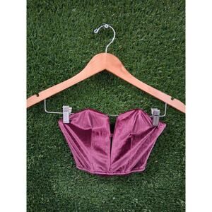 Victoria's Secret Dream Angels Velvet Corset Top Burgundy Wine Lace XS Coquette